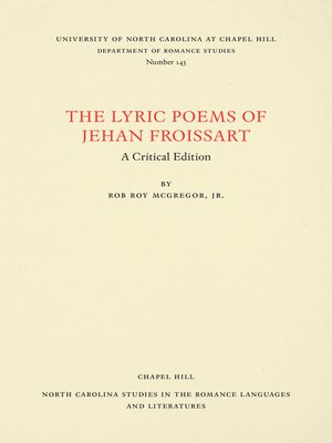 cover image of The Lyric Poems of Jehan Froissart